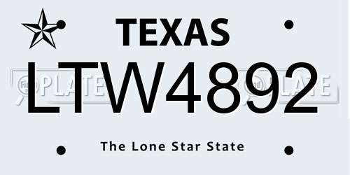 LTW4892 Texas License Plate