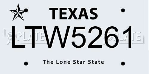 LTW5261 Texas License Plate