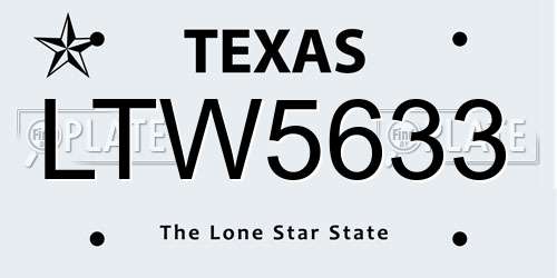 LTW5633 Texas License Plate