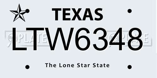 LTW6348 Texas License Plate