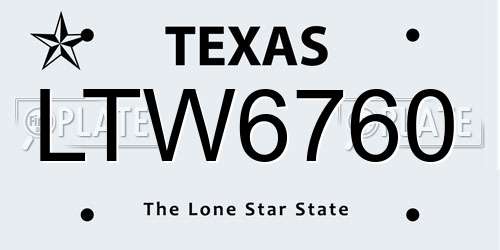 LTW6760 Texas License Plate