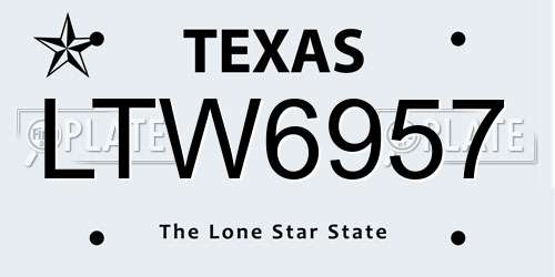 LTW6957 Texas License Plate