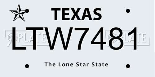 LTW7481 Texas License Plate