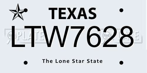 LTW7628 Texas License Plate