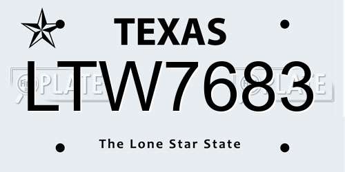 LTW7683 Texas License Plate