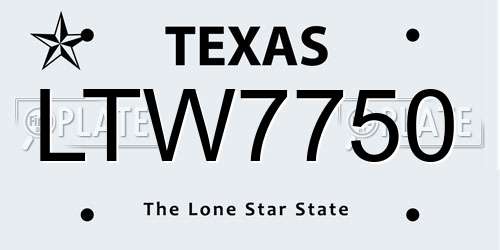 LTW7750 Texas License Plate