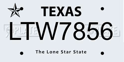 LTW7856 Texas License Plate