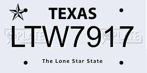 LTW7917 Texas License Plate
