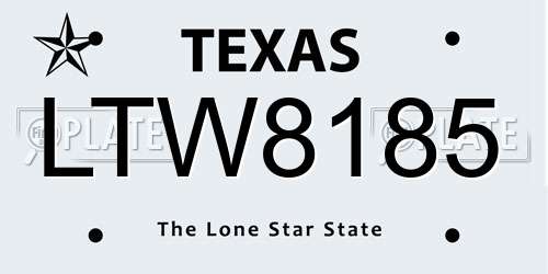 LTW8185 Texas License Plate