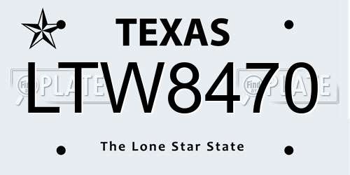LTW8470 Texas License Plate
