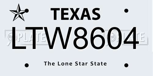 LTW8604 Texas License Plate