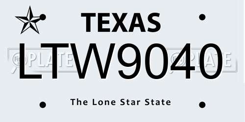LTW9040 Texas License Plate