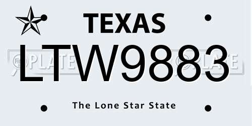 LTW9883 Texas License Plate