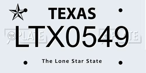 LTX0549 Texas License Plate