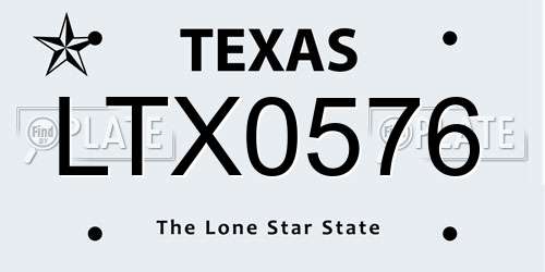 LTX0576 Texas License Plate