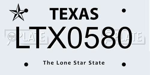 LTX0580 Texas License Plate