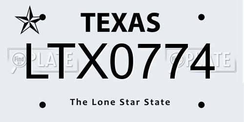 LTX0774 Texas License Plate
