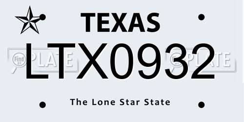 LTX0932 Texas License Plate