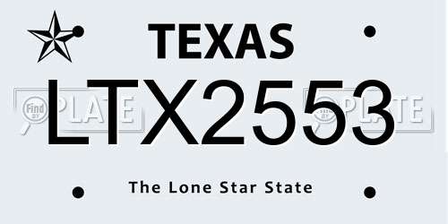 LTX2553 Texas License Plate