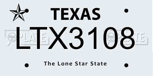 LTX3108 Texas License Plate