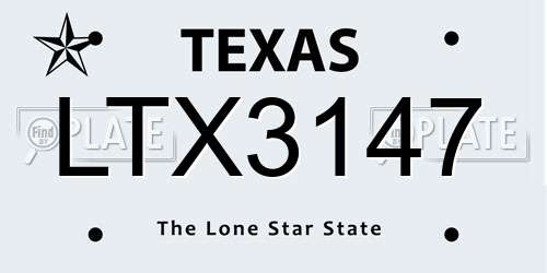 LTX3147 Texas License Plate