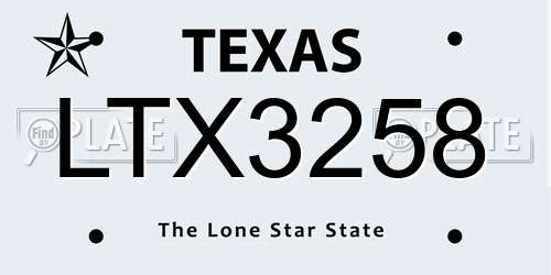 LTX3258 Texas License Plate