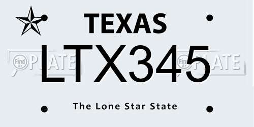 LTX345 Texas License Plate