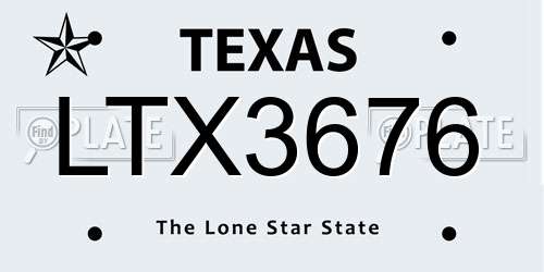 LTX3676 Texas License Plate