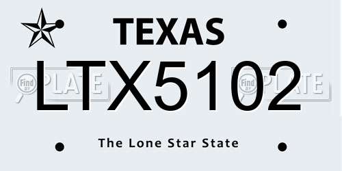 LTX5102 Texas License Plate