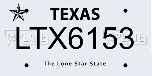 LTX6153 Texas License Plate