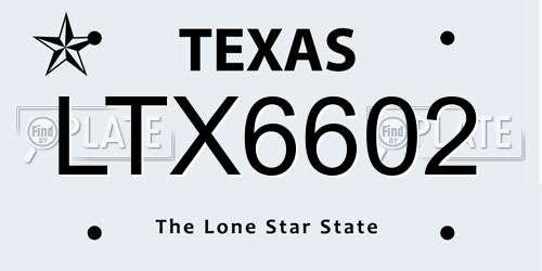 LTX6602 Texas License Plate