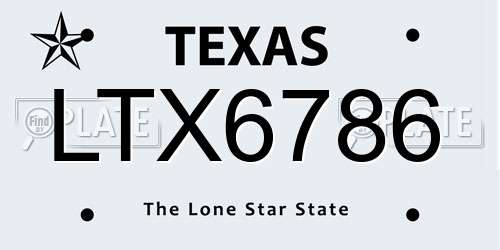 LTX6786 Texas License Plate
