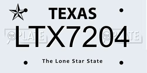 LTX7204 Texas License Plate