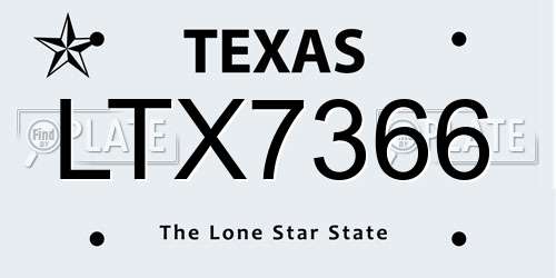 LTX7366 Texas License Plate