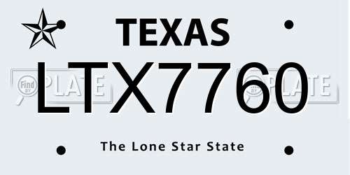 LTX7760 Texas License Plate