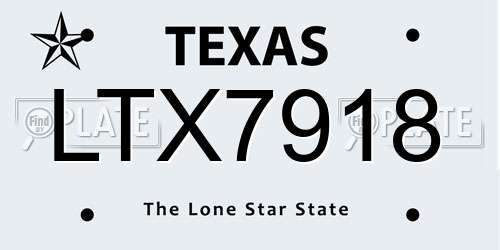 LTX7918 Texas License Plate