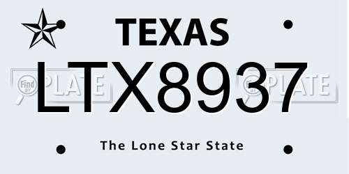 LTX8937 Texas License Plate