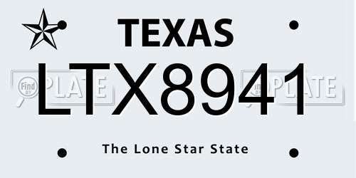 LTX8941 Texas License Plate