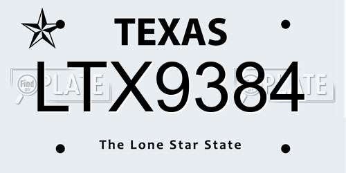 LTX9384 Texas License Plate