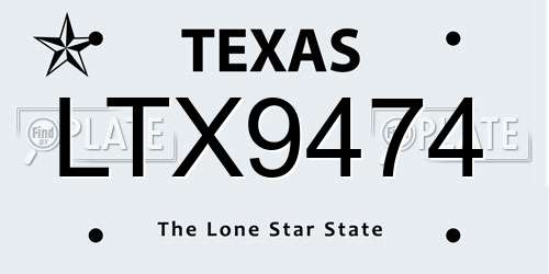 LTX9474 Texas License Plate