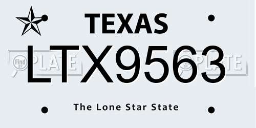LTX9563 Texas License Plate