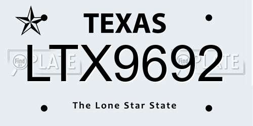 LTX9692 Texas License Plate