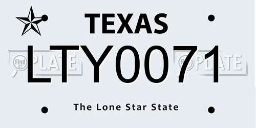 LTY0071 Texas License Plate