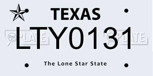 LTY0131 Texas License Plate