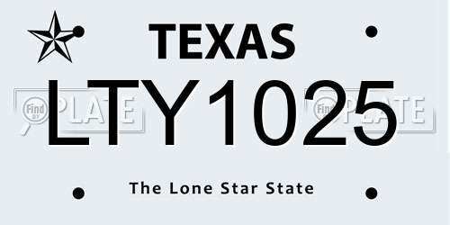 LTY1025 Texas License Plate