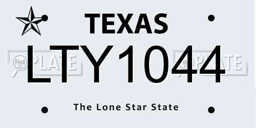 LTY1044 Texas License Plate