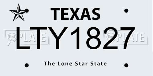 LTY1827 Texas License Plate
