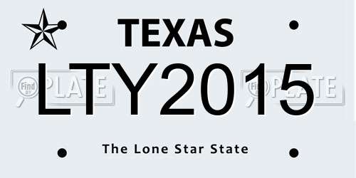 LTY2015 Texas License Plate