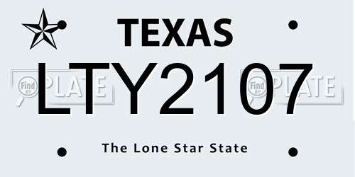 LTY2107 Texas License Plate