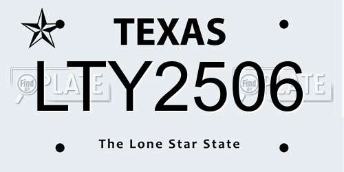 LTY2506 Texas License Plate
